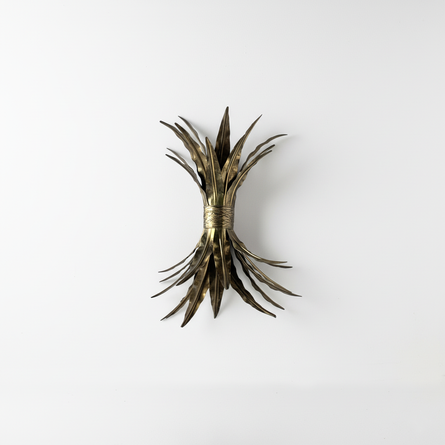 Pair Vintage French Brass Sheaf Sconces