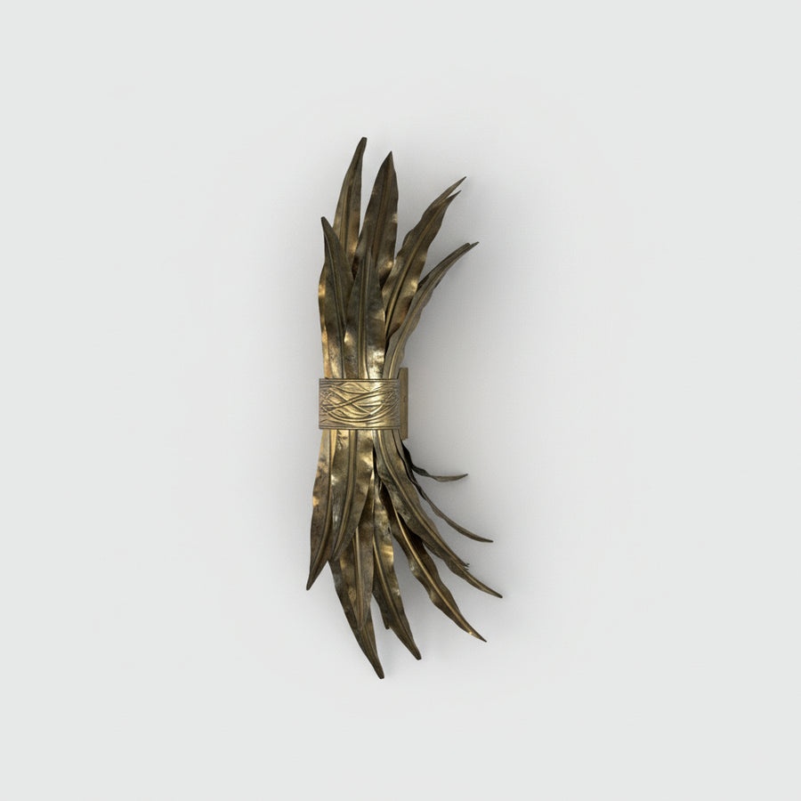 Pair Vintage French Brass Sheaf Sconces