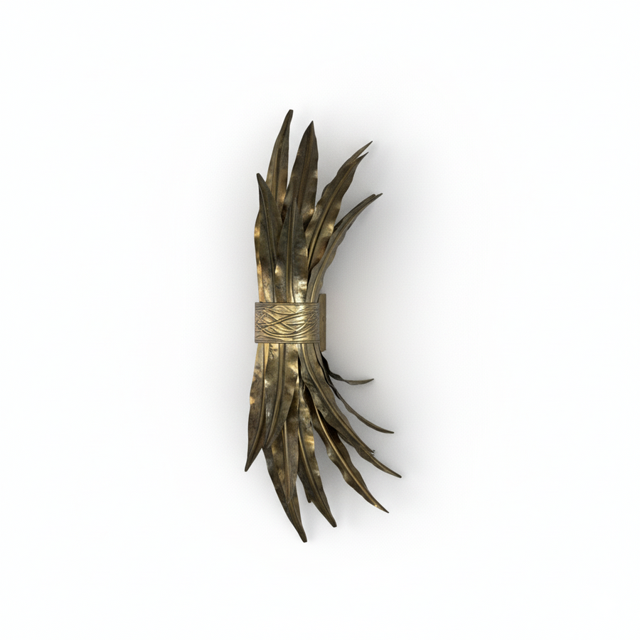 Pair Vintage French Brass Sheaf Sconces