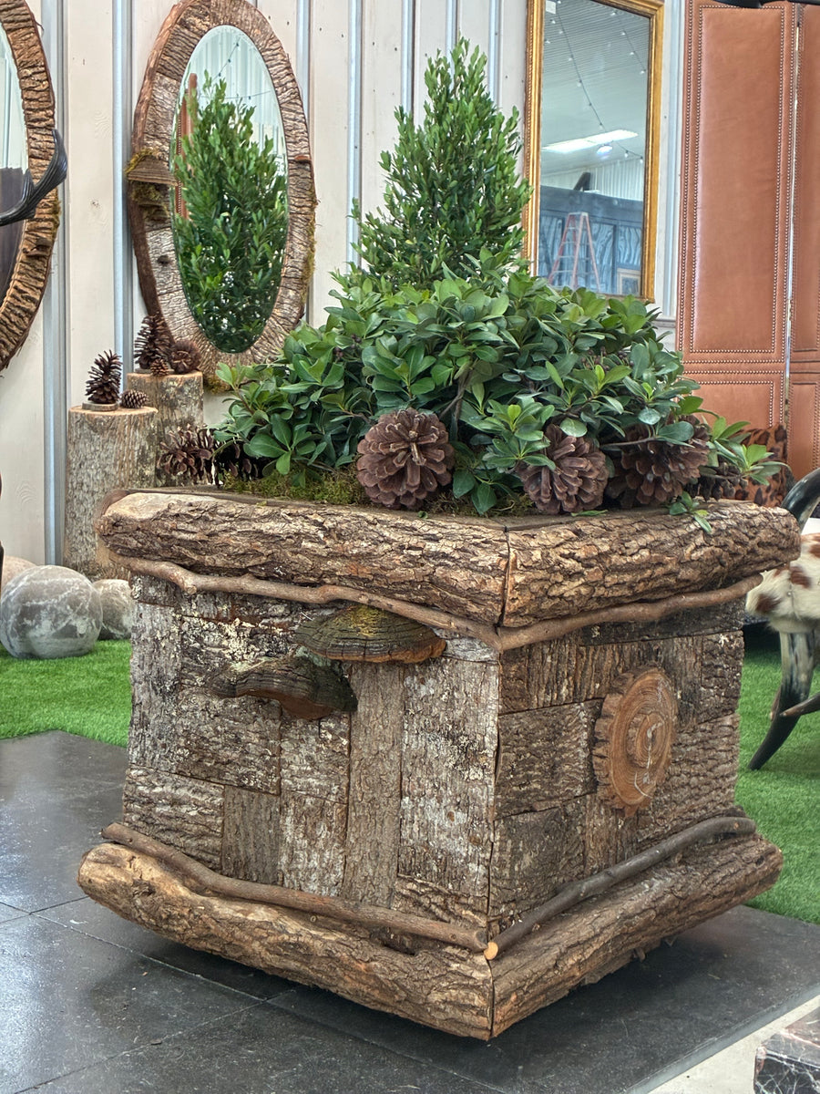 Pair Massive Raleigh Adams Medallion Men Woodland Planter Boxes