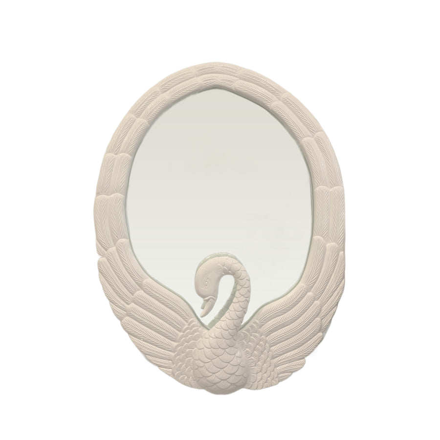 Vintage White Lacquered Swan Mirror