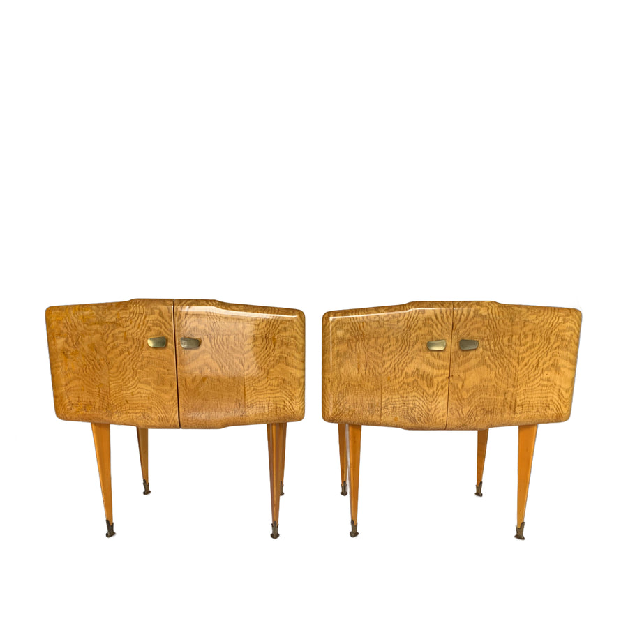 Pair 1950s Italian Maple Nightstands