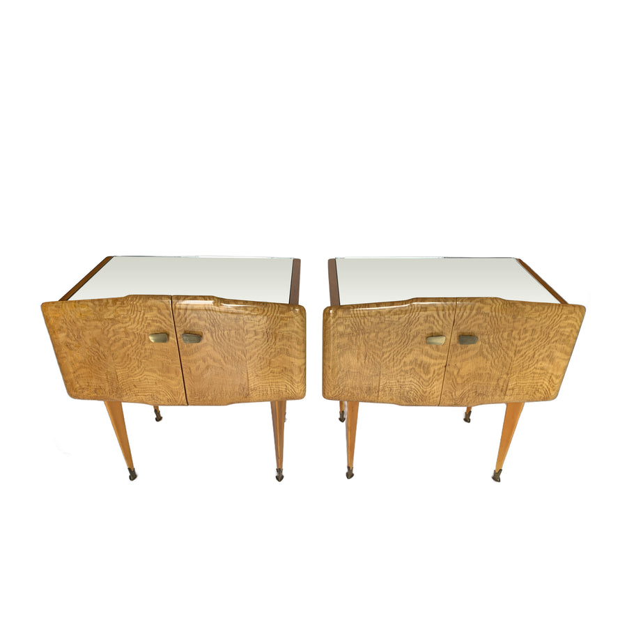 Pair 1950s Italian Maple Nightstands