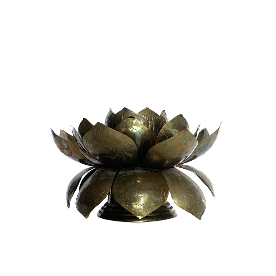 Vintage Brass Lotus Candle Holder