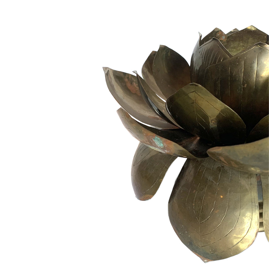 Vintage Brass Lotus Candle Holder