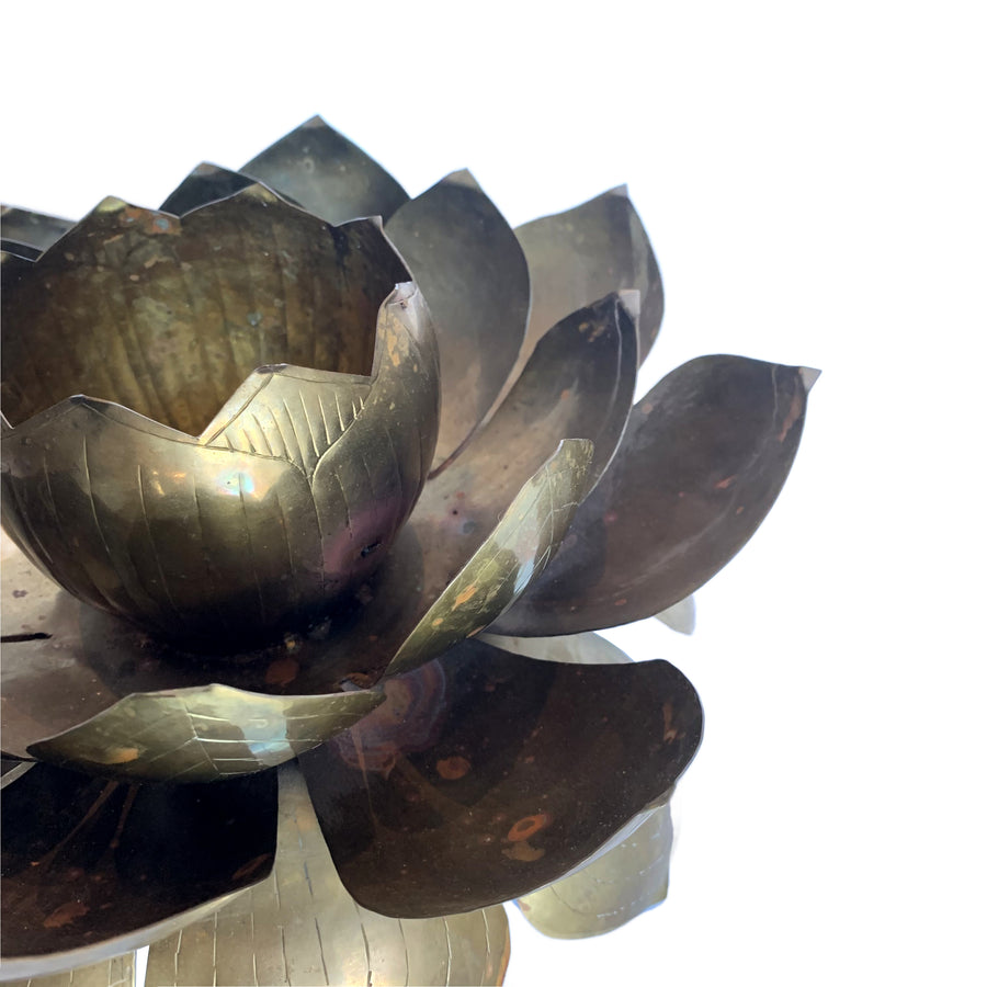 Vintage Brass Lotus Candle Holder