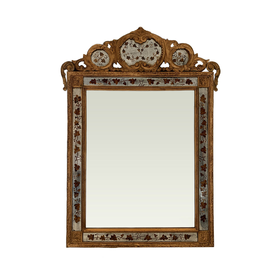 Pair Maison Jansen Giltwood and Verre églomisé Mirrors