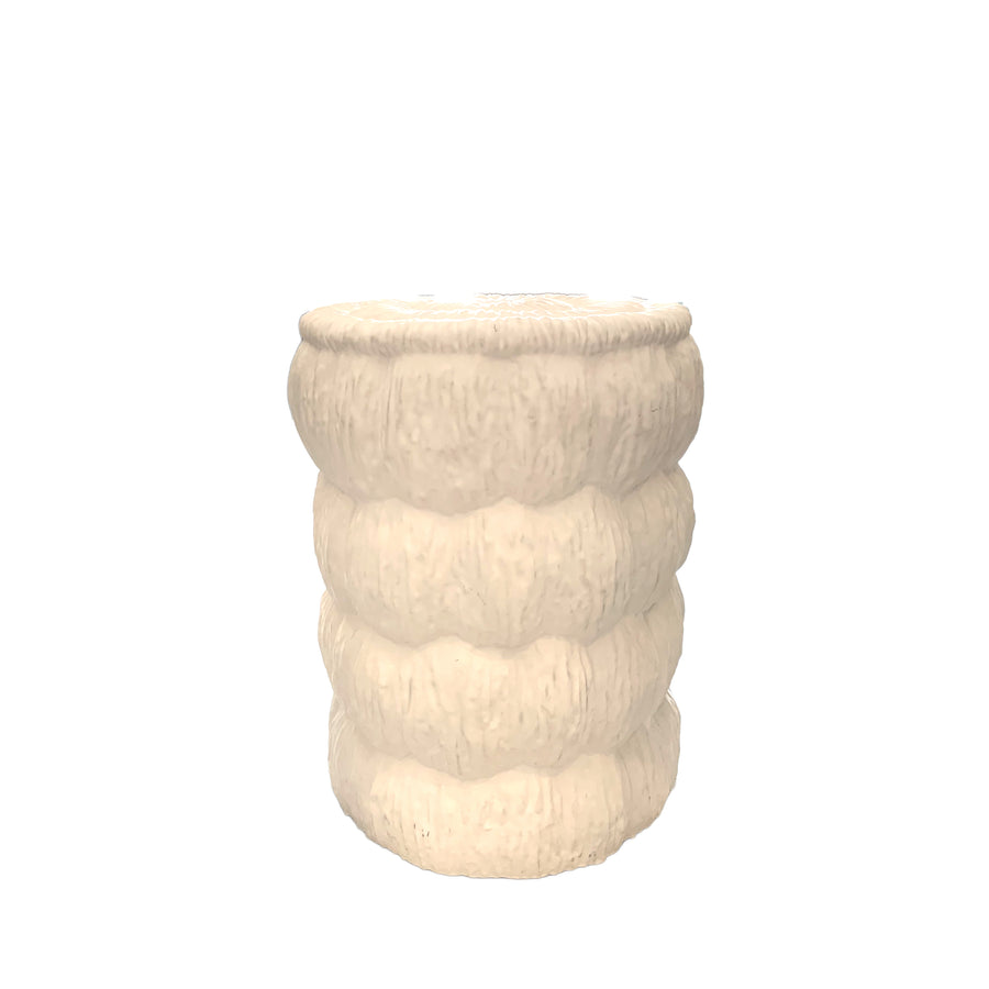 White Ceramic Puffed Garden Stool