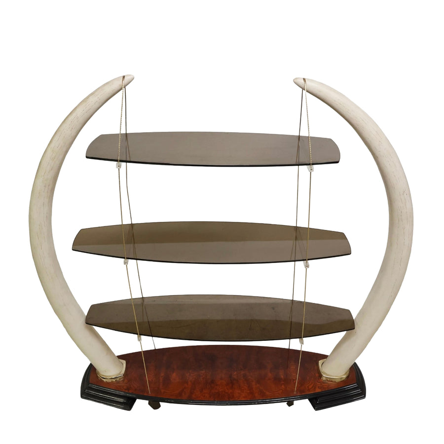 Composite Tusk and Glass Tiered Étagère