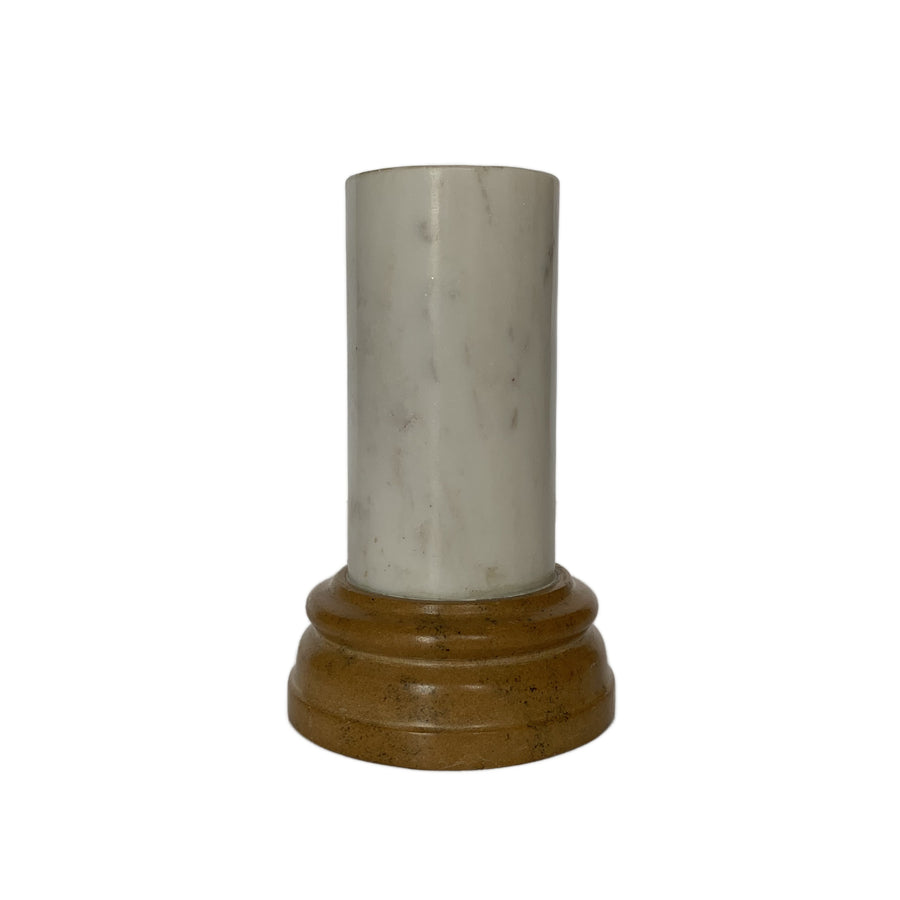 White & Tan Marble Grand Tour Style Pedestal