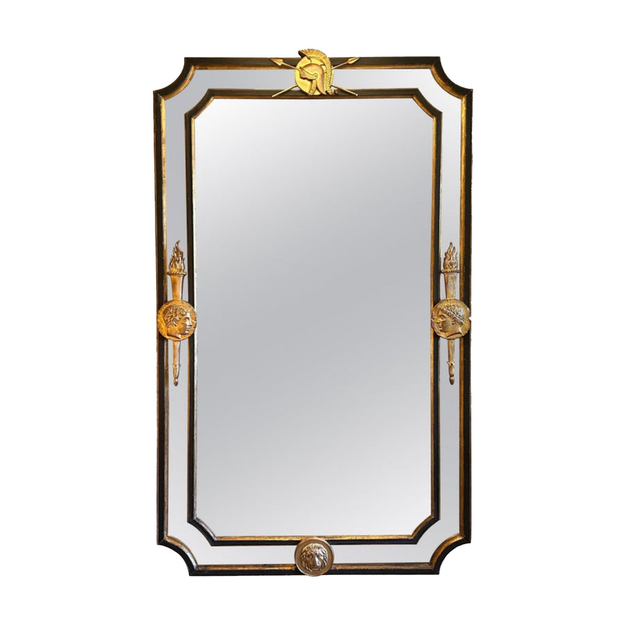 Italian Neoclassical Ebonized and Gilt Wood Mirror