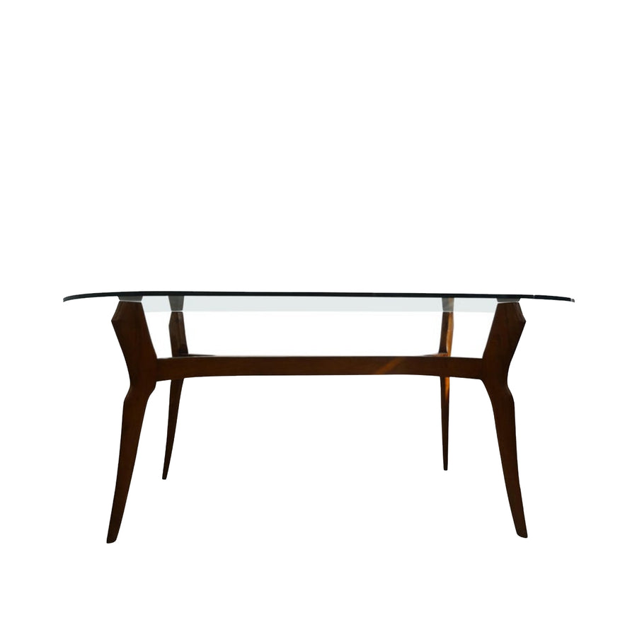 Italian Modern Sculptural Dining Table with Glass Top