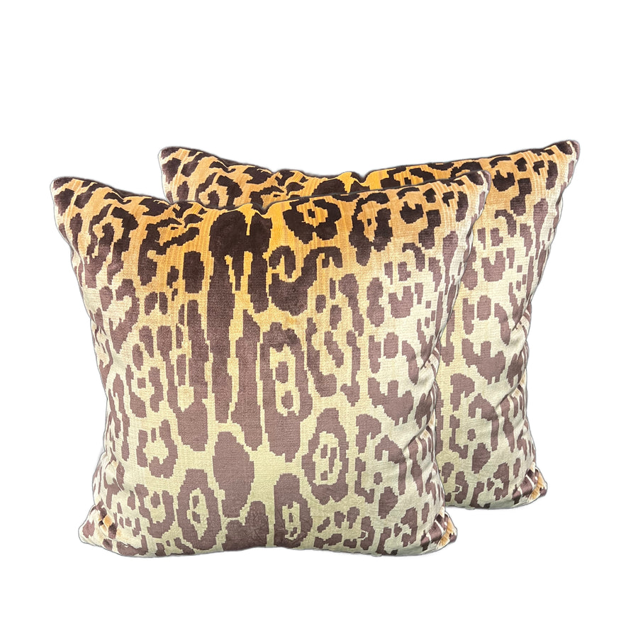 Pair Scalamandre Leopard Velvet Pillows