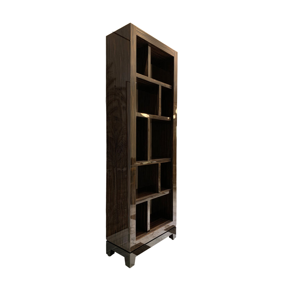 Pair Macassar Ebony Lacquered Bookcase Displays