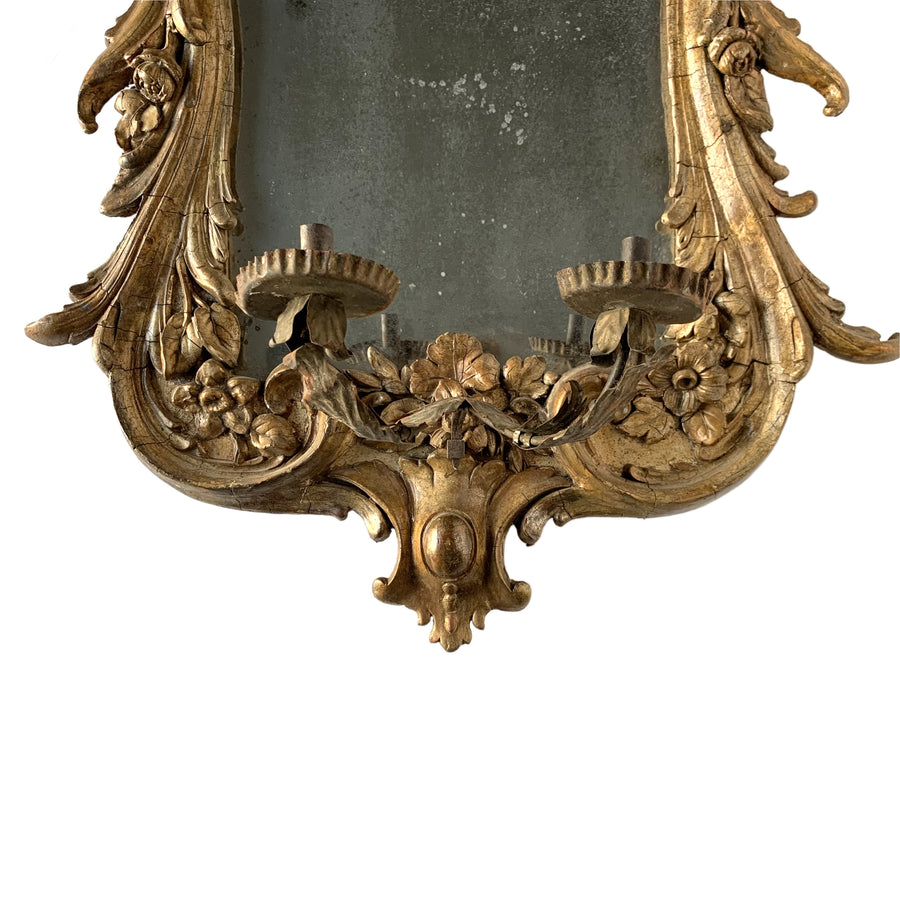 Pair 18th Century French Louis XV Mirrored Wall Sconces