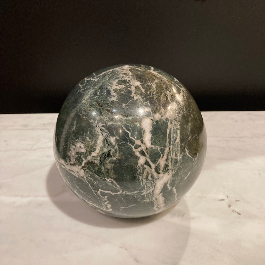 Italian Verde Polcevere Marble Sphere