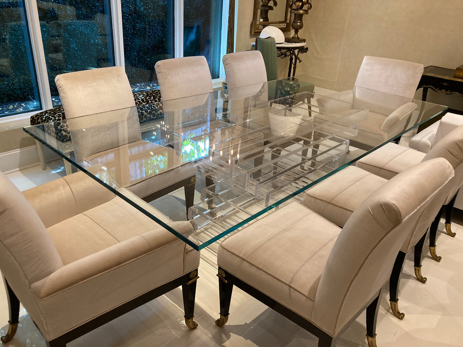 Merritt-Emanuel Ltd. Lucite & Glass Dining Table