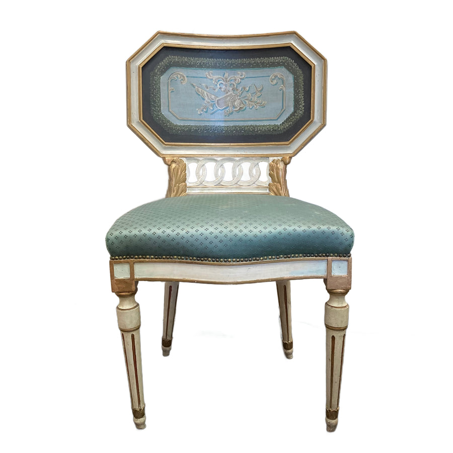 19th Century Venetian Painted Parcel Gilt Side Chair