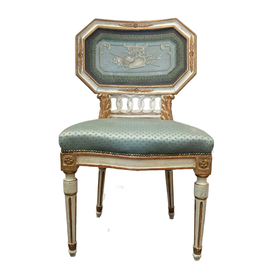 19th Century Venetian Painted Parcel Gilt Side Chair