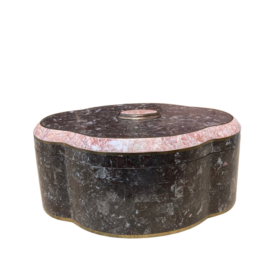 Tessellated Black and Pink Marble Clover Box