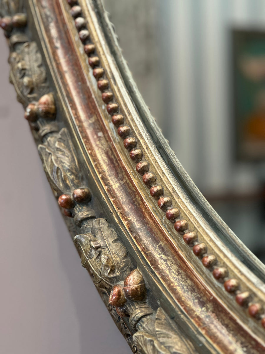 Large 19th Century Italian Parcel Gilt Oval Mirror