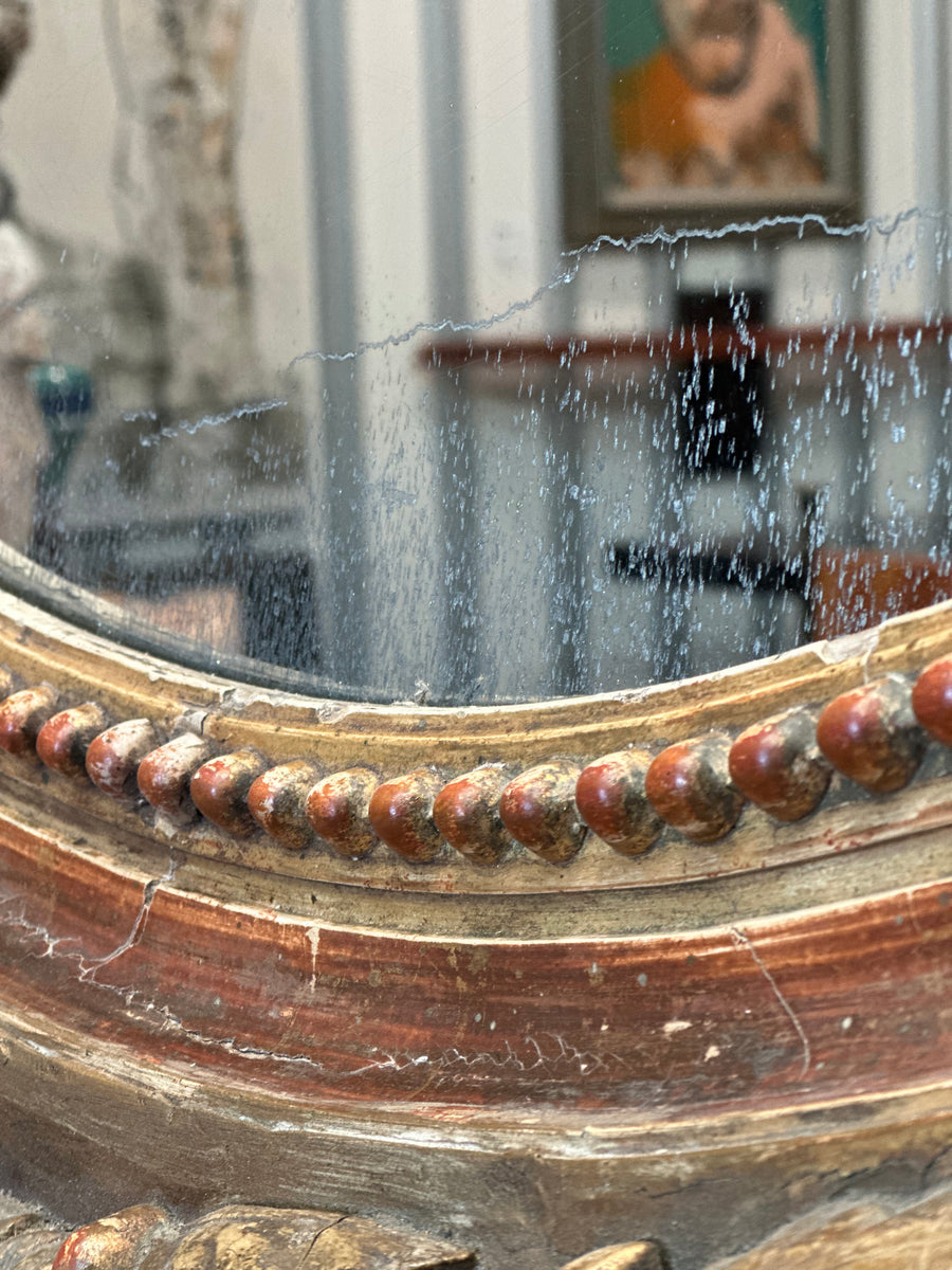 Large 19th Century Italian Parcel Gilt Oval Mirror