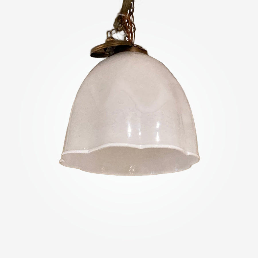 20th Century White Milk Glass Pendant Chandelier