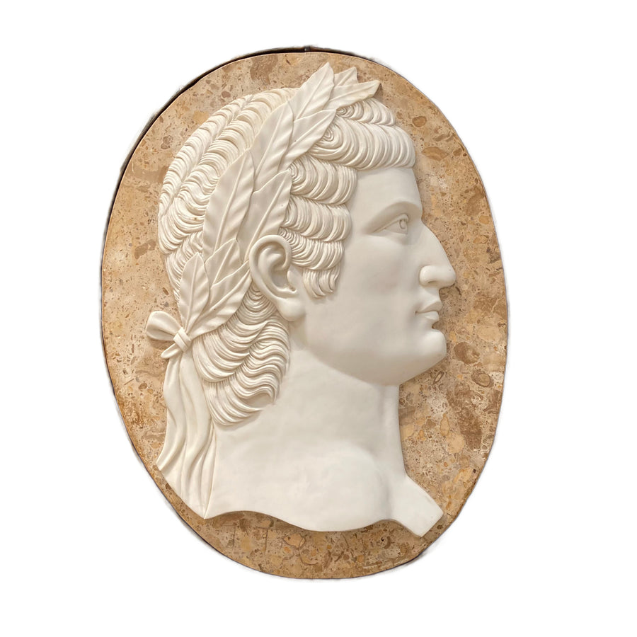 Continental Marble Bas Relief Roman Emperor Portrait Plaque