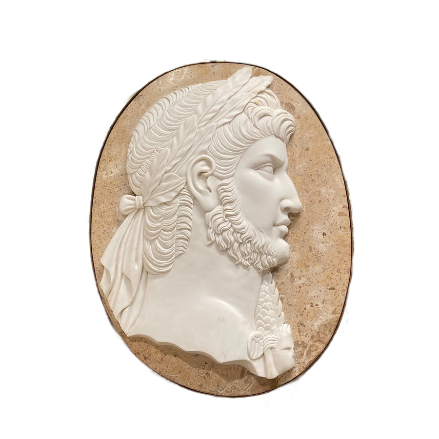 Continental Marble Bas Relief Roman Emperor Portrait Plaque