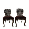 Pair Antique Anglo Indian Claret Velvet Carved Side Chairs