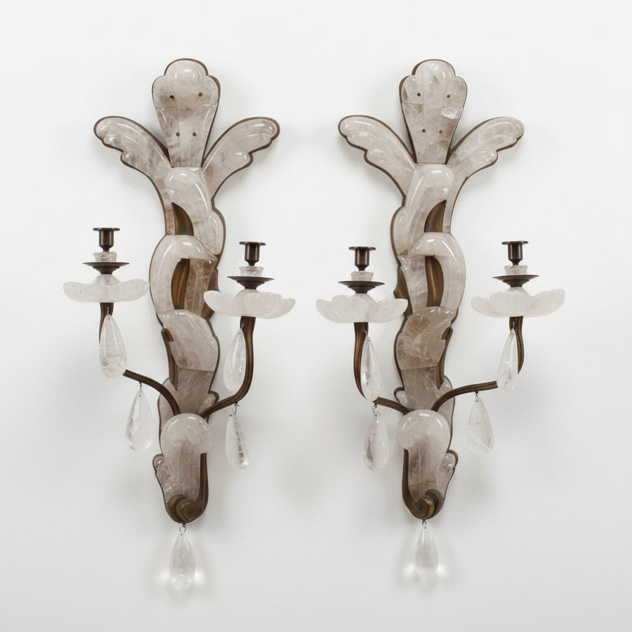 Pair 20th Century Bronze Rock Crystal Sconces – Moxie Interiors