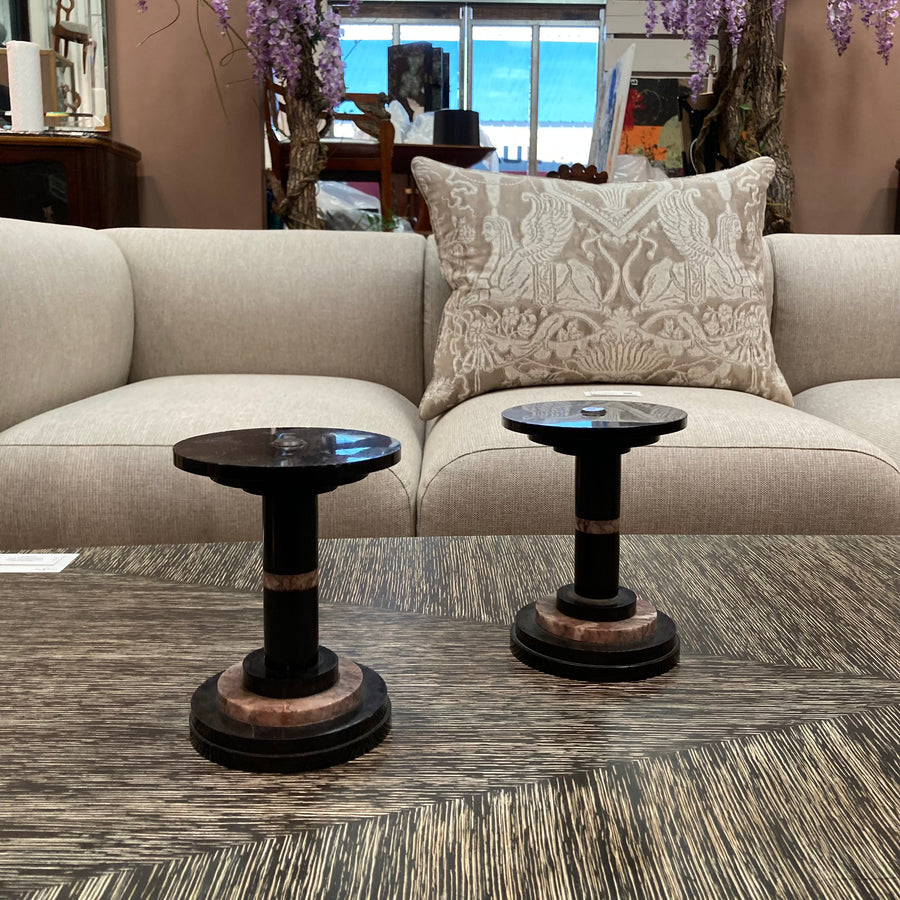 Pair French Art Deco Black Marble Tazzas
