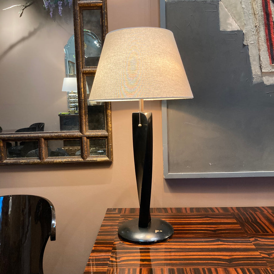 Pair Vintage Ebonzied Wood Lamps