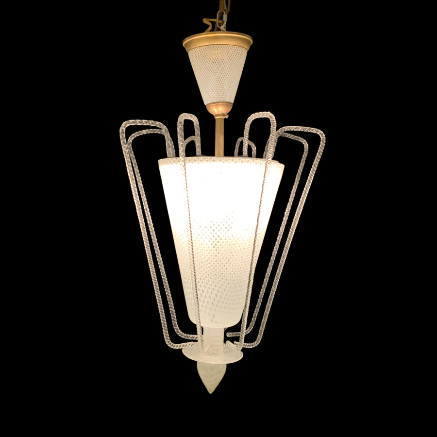 Venini Latticino Pendant Chandelier