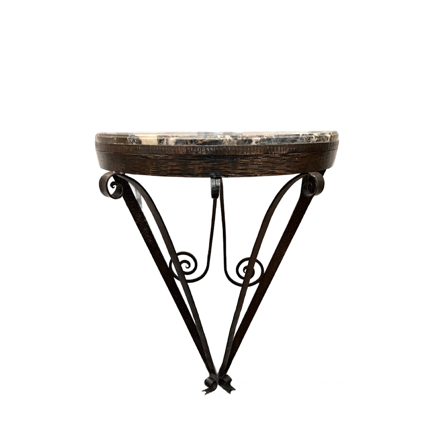 French Art Deco Iron Marble Console