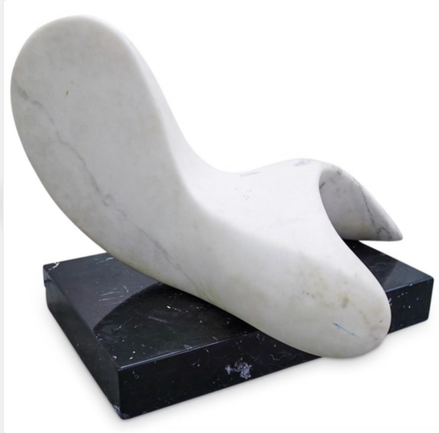 James R Marble James E. Ritchie White Marble Abstract Sculpture – Moxie Interiors