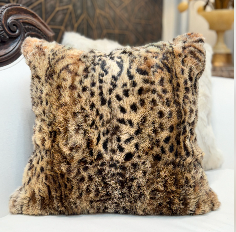 Cheetah Printed Fur Pillow