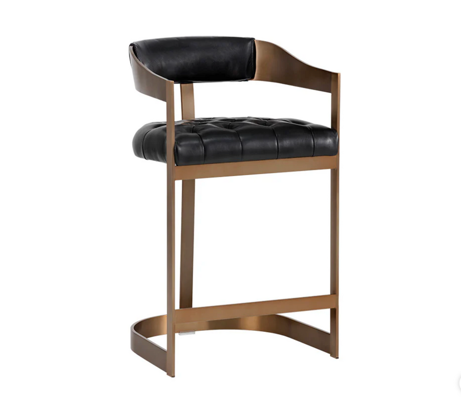 Beaumont Black Leather Counter Stool
