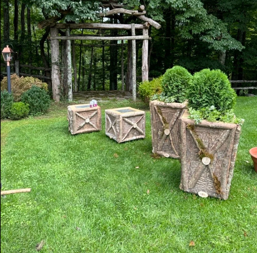 Pair Raleigh Adams Artisanal Pisgah  Woodlands Planter Boxes