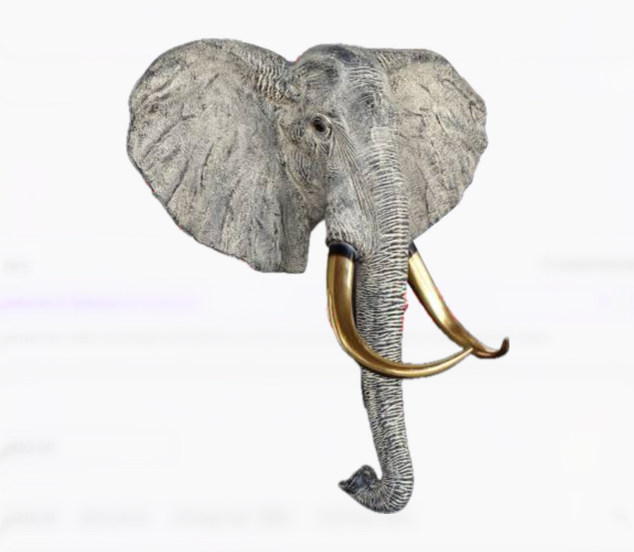 Vintage Maitland Fiberglass Brass Elephant Head Mount(s)