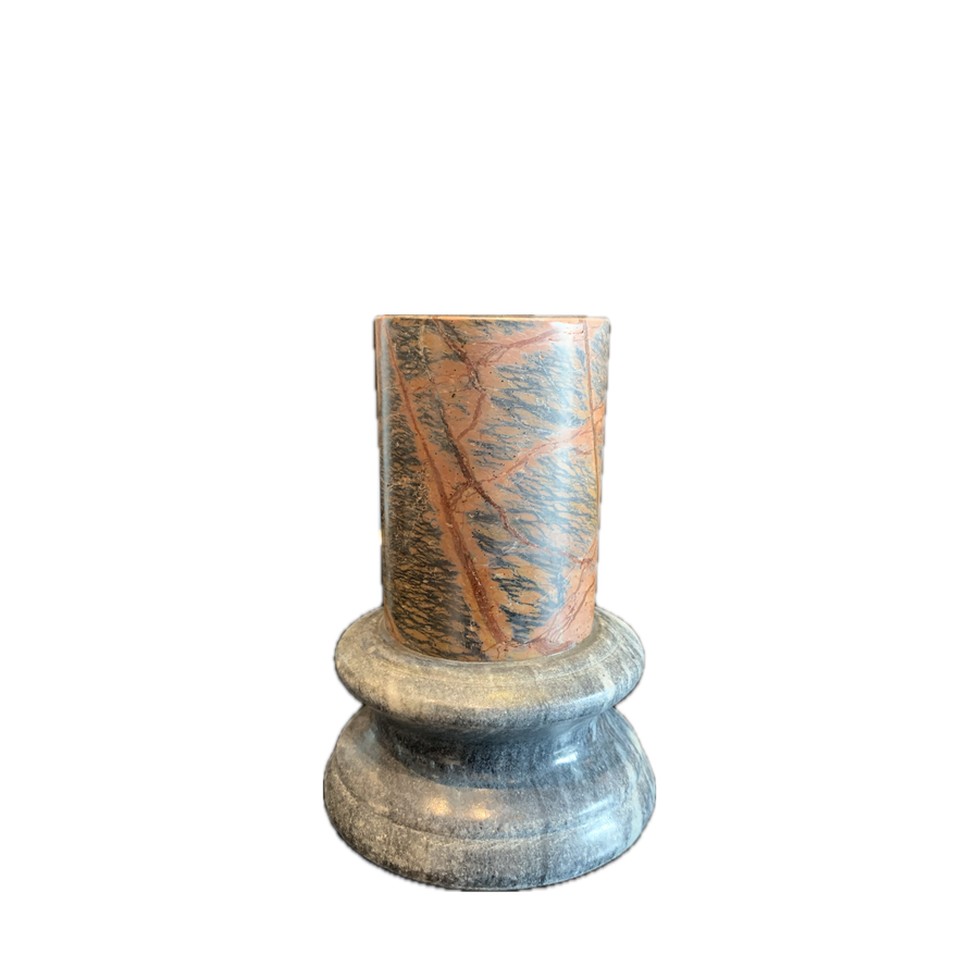 Orange and Gray Marble Grand Tour Style Pedestal