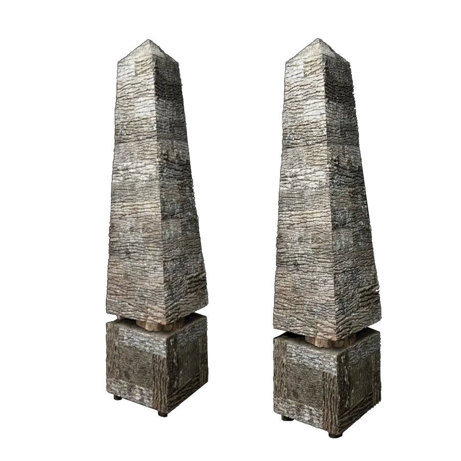 Pair Raleigh Adams Artisanal Monumental Obelisks