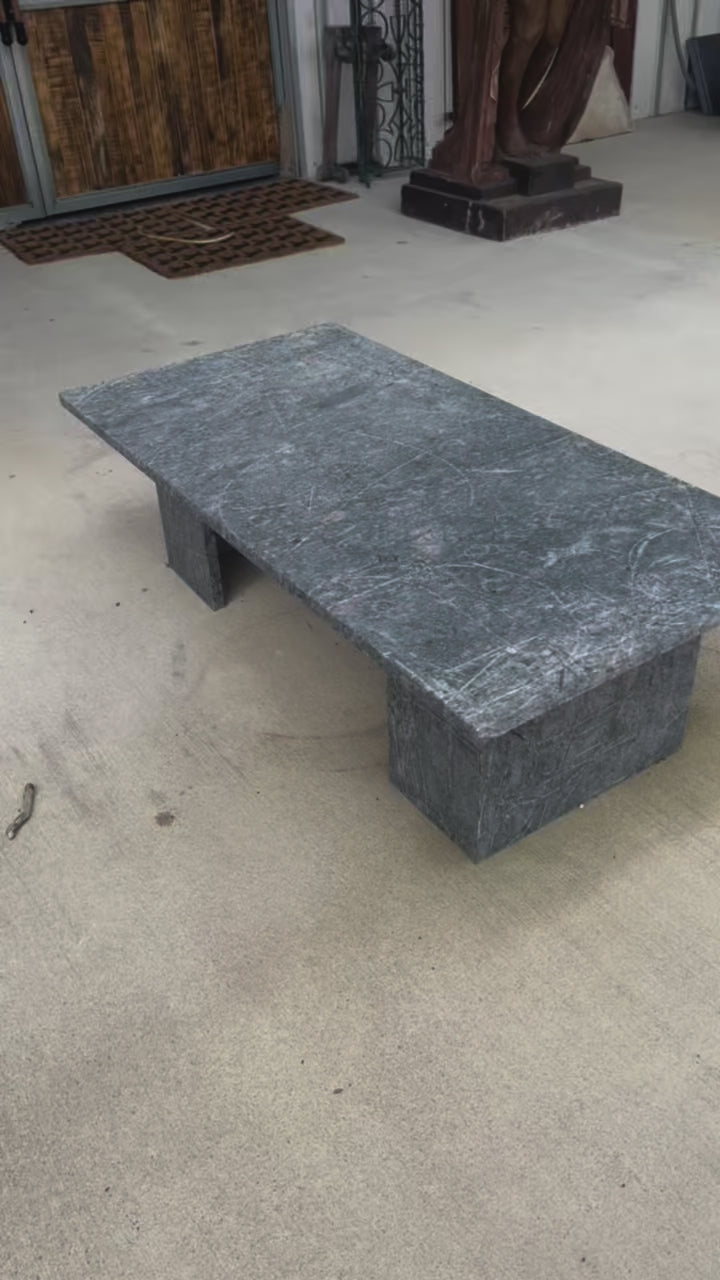 Contemporary Cubist Granite Incised Art Cocktail Table by DP Strong & Co.