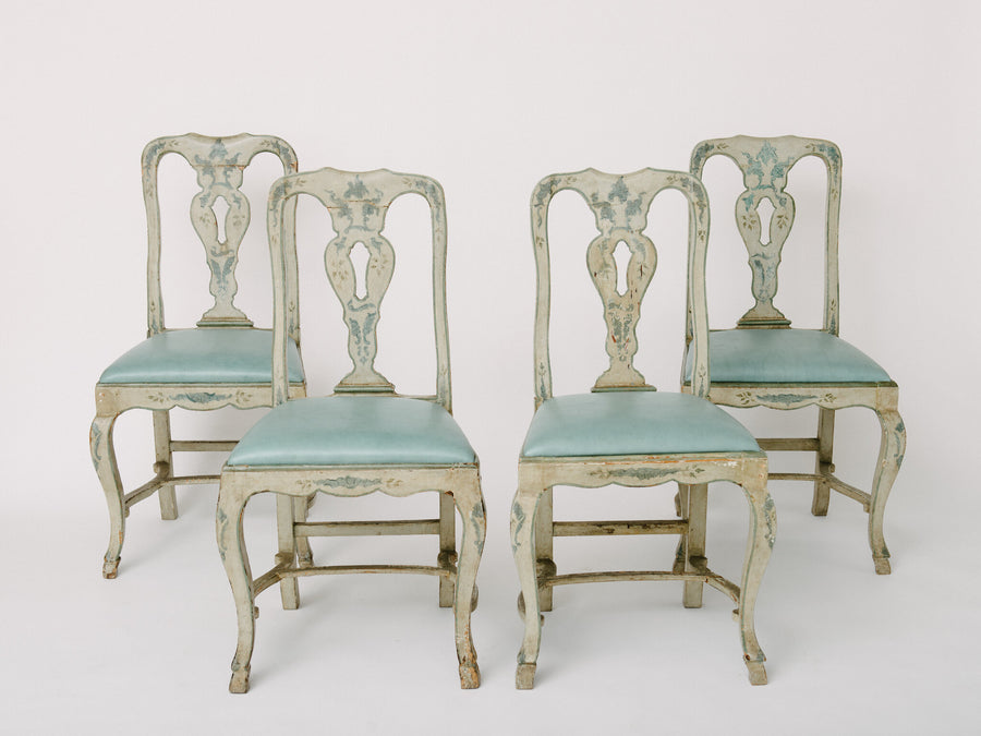 Set of Four 18th Century Painted Venetian Chairs