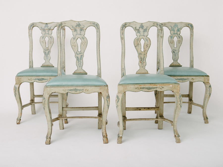 Set of Four 18th Century Painted Venetian Chairs