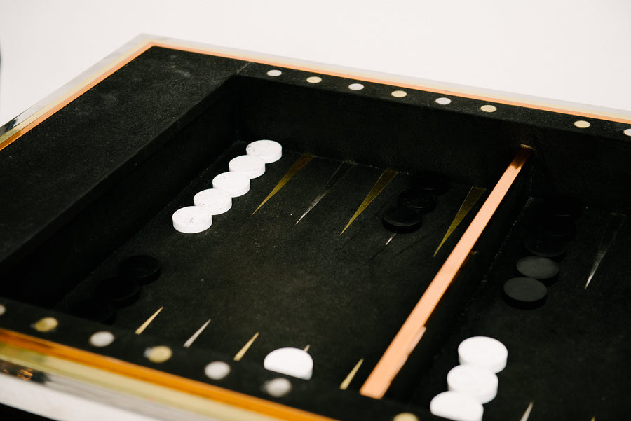 Tri-Metal Backgammon Table By Alain Delon For Maisen Jansen