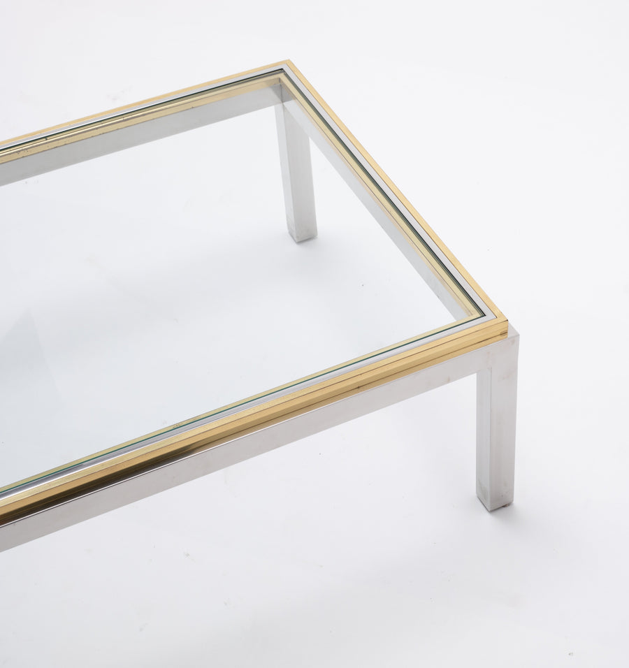Willy Rizzo Steel Brass Cocktail Table