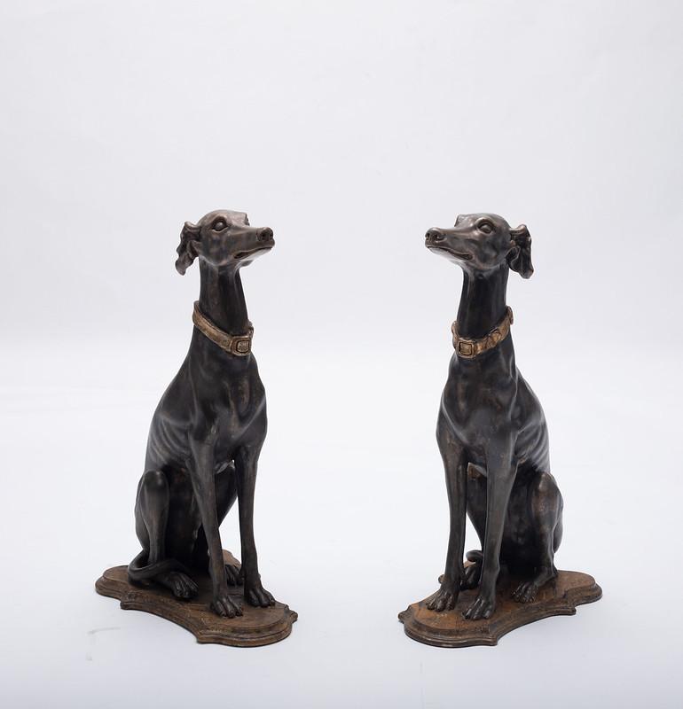 Pair of Early 20th Century Italian Gilt Wood Greyhounds