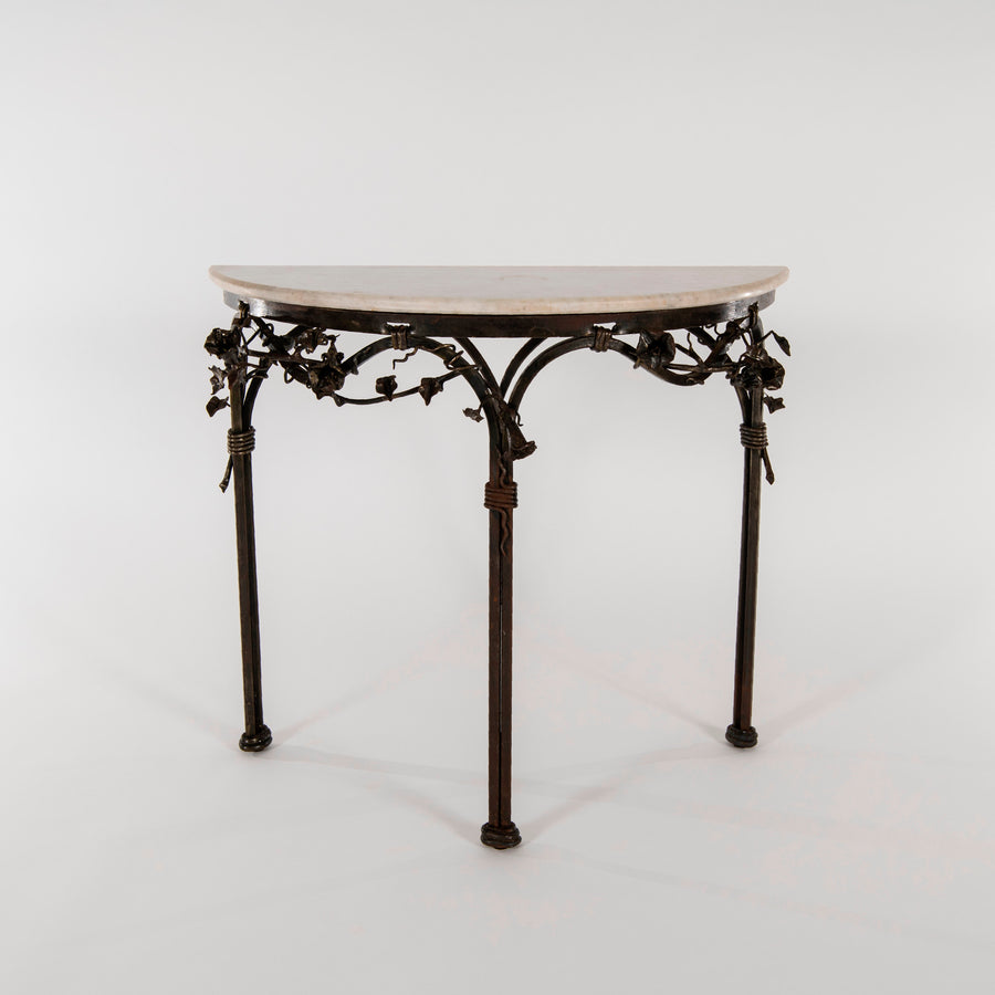 Italian Iron Console With Marble Top Circa, 1960