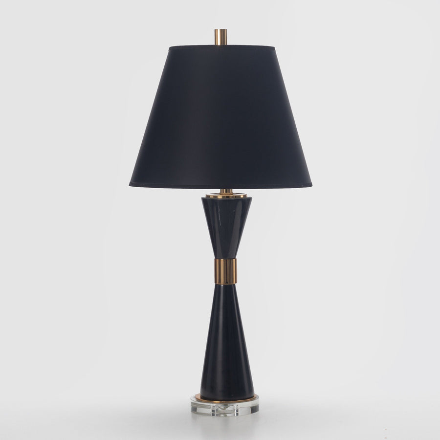 Black Marble Table Lamp with Black Paper Shade